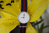 Daniel Wellington Classy Oxford White Dial Two Tone Nylon Strap Watch For Women - DW00100072