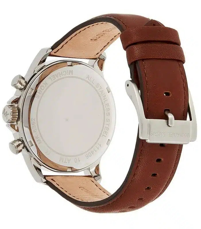 Michael Kors Gage Chronograph Blue Dial Brown Leather Strap Watch For Men - MK8362