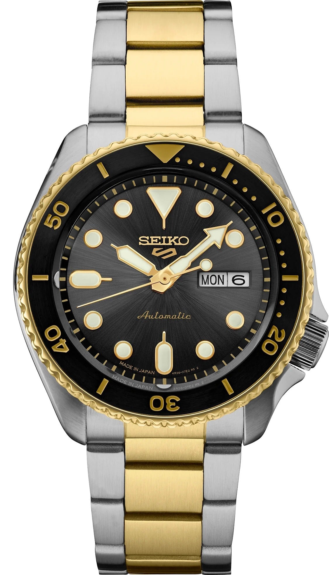 Seiko 5 Sports Automatic Special Creation Black Dial Two Tone Steel Strap Watch For Men - SRPK22