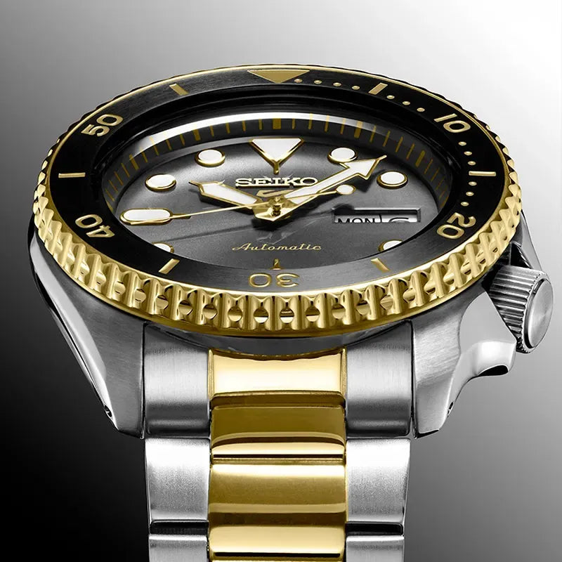 Seiko 5 Sports Automatic Special Creation Black Dial Two Tone Steel Strap Watch For Men - SRPK22