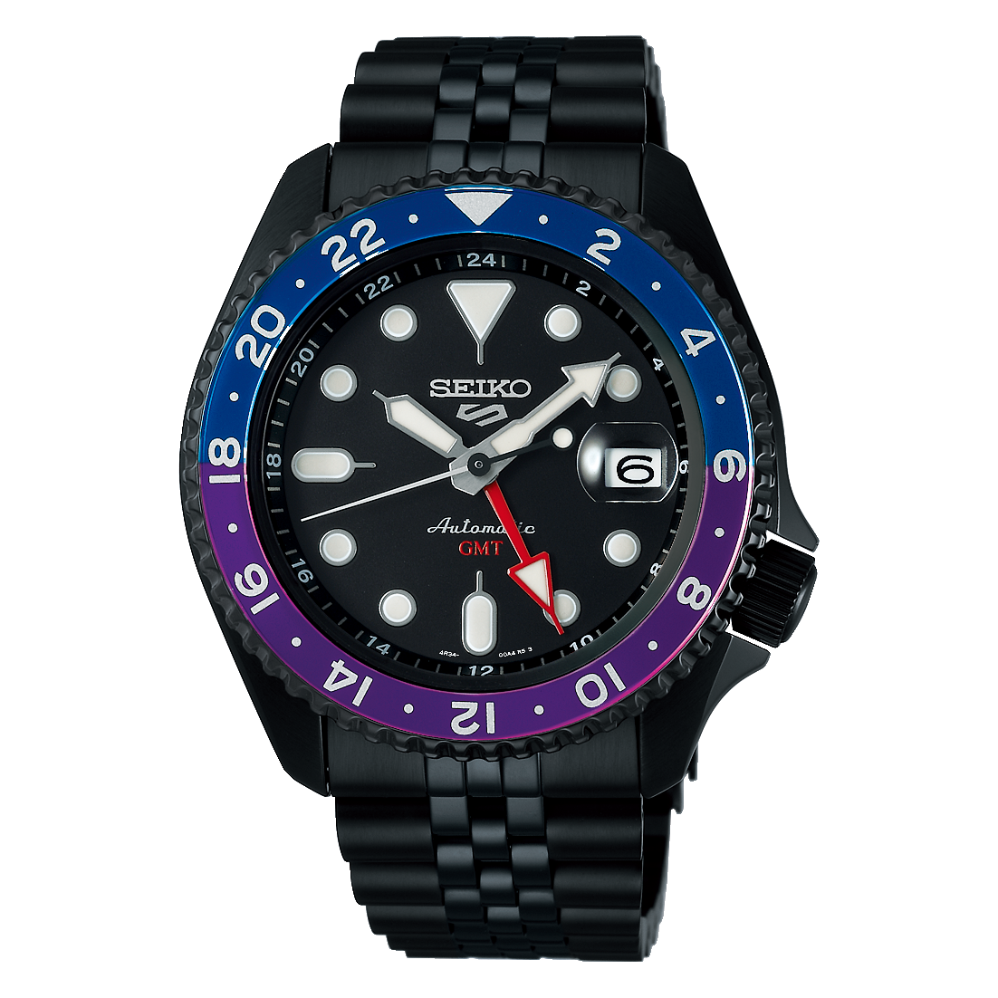 Seiko Automatic SKX GMT Yuto Horigome Limited Edition Black Dial Black Steel Strap Watch For Men - SSK027K1