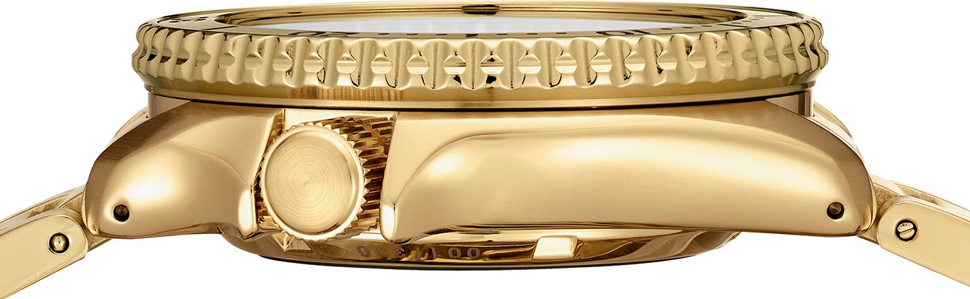 Seiko 5 Sports HUF Limited Edition Green Dial Gold Steel Strap Watch For Men - SRPJ20