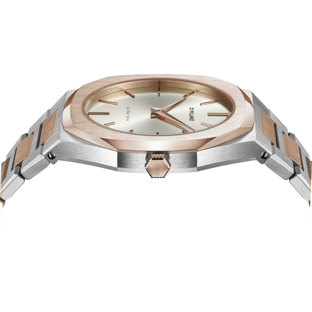 D1 Milano Ultra Thin Silver Dial Two Tone Strap Watch for Women - D1-UTBJ01