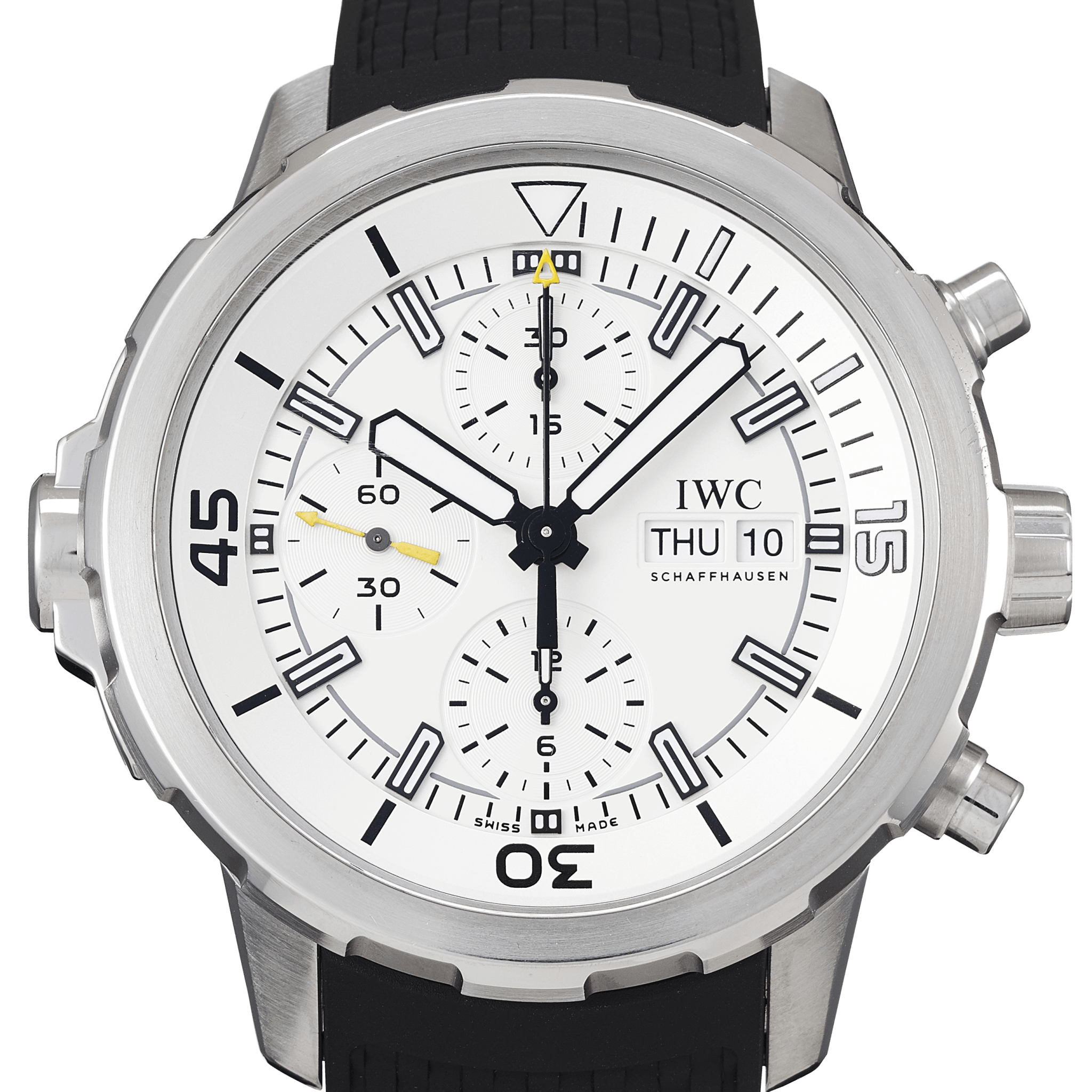 IWC Aquatimer Chronograph White Dial Black Rubber Strap Watch for Men - IW376801