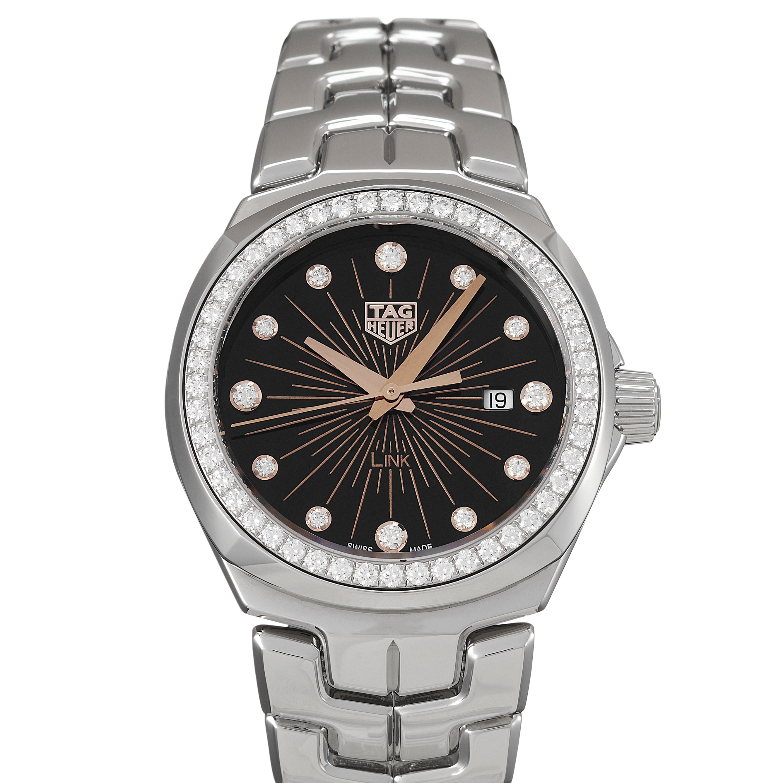 Tag Heuer Link Quartz Black Dial Silver Steel Strap Watch for Women - WBC131F.BA0649