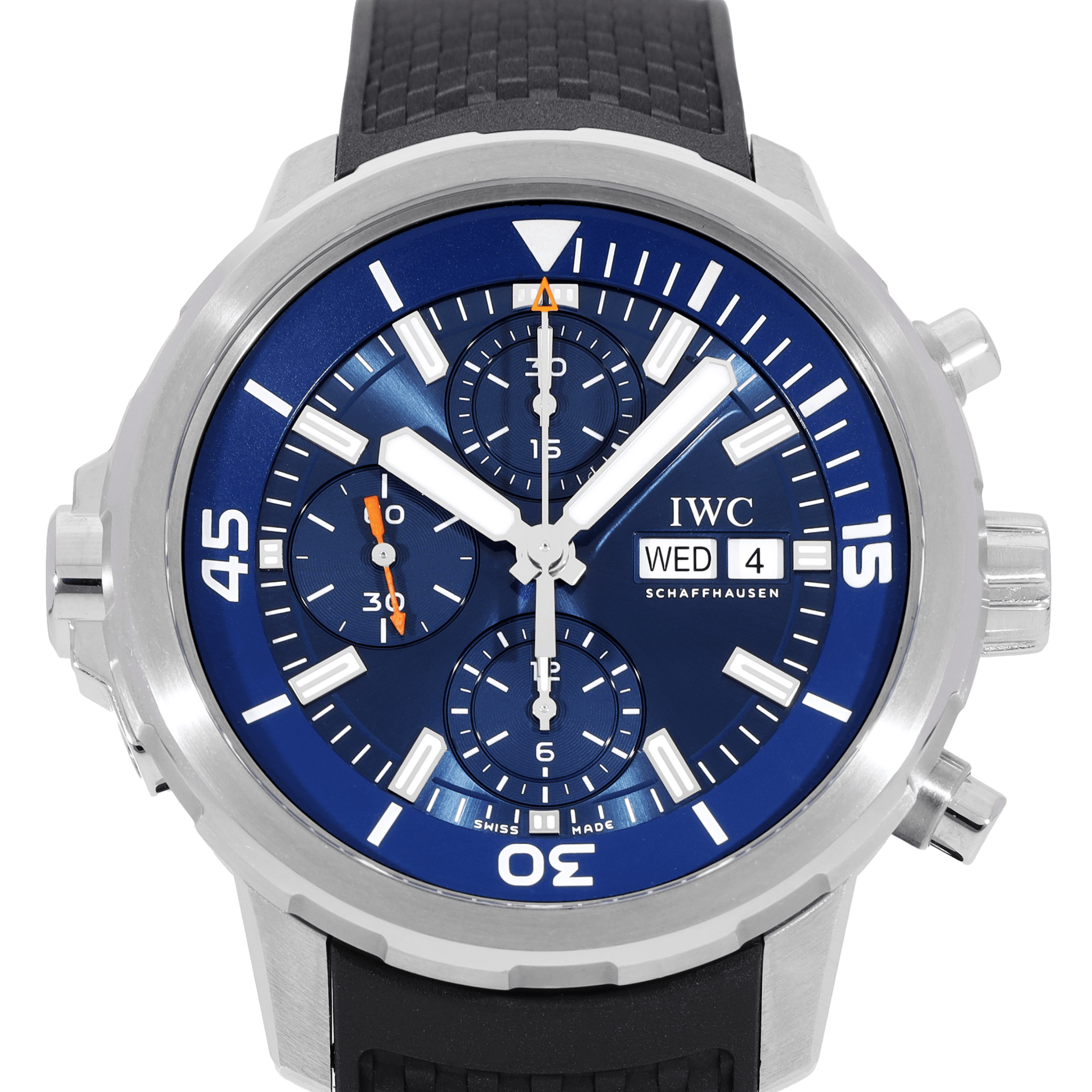 IWC Aquatimer Automatic Chronograph 44mm Blue Dial Black Rubber Strap Watch for Men - IW376805