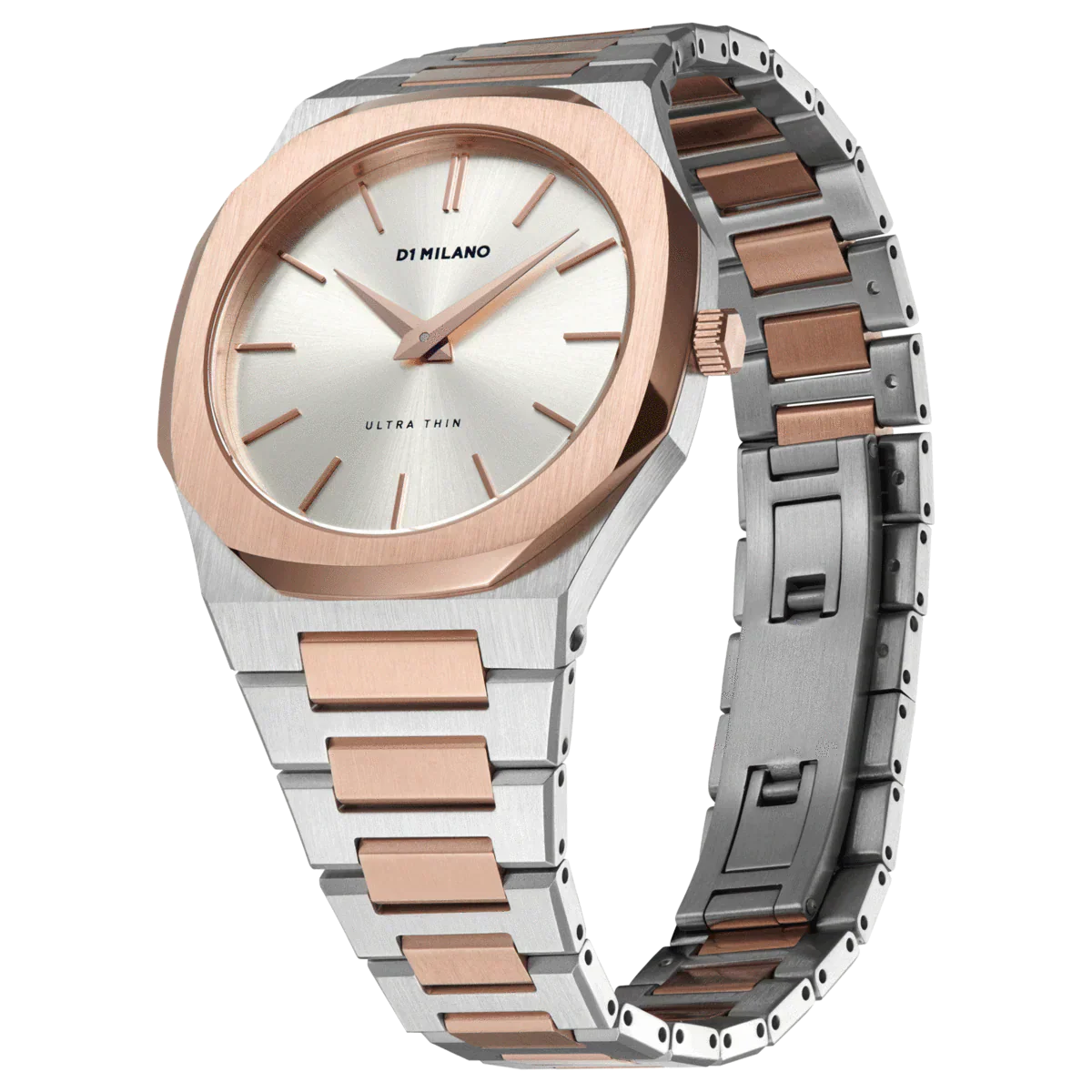 D1 Milano Ultra Thin Silver Dial Two Tone Strap Watch for Women - D1-UTBJ01