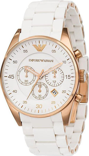 Emporio Armani Sportivo White Dial White Rubber Strap Watch For Men - AR5919