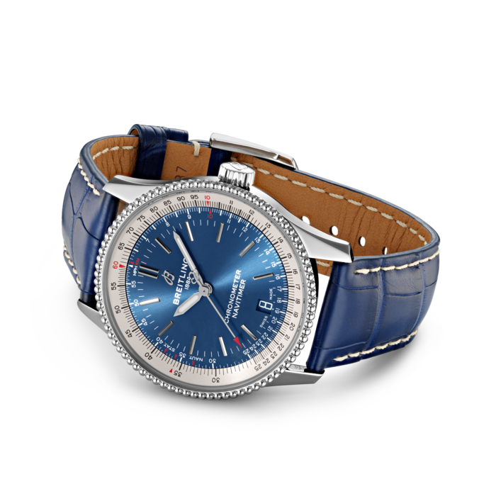 Breitling Navitimer Automatic 38mm Blue Dial Blue Leather Strap Mens Watch - A17325211C1P1