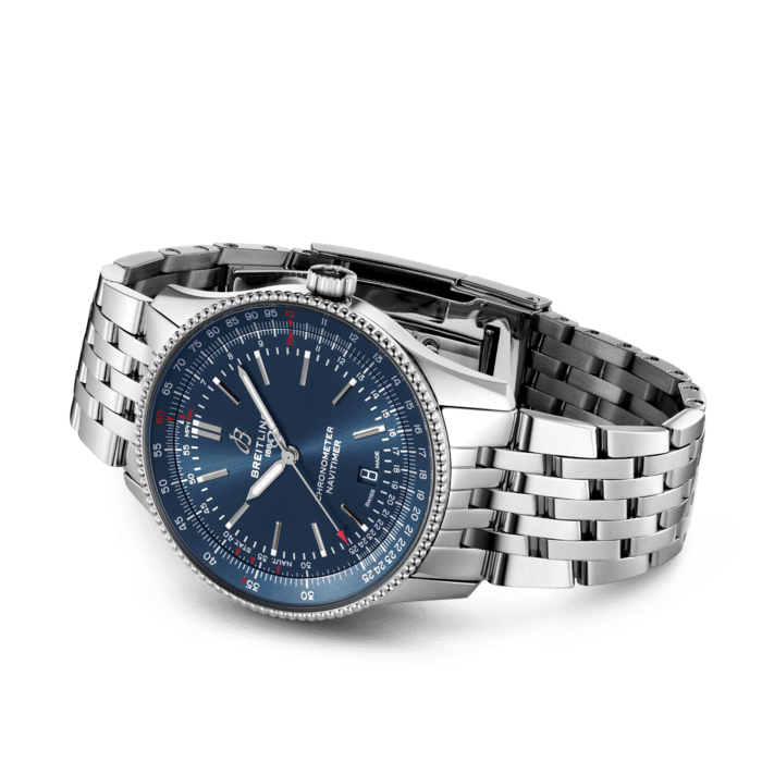 Breitling Navitimer Automatic 41mm Blue Dial Silver Steel Strap Watch for Men - A17326161C1A1