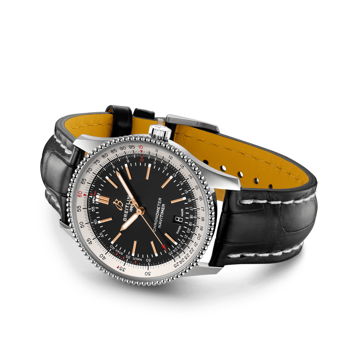 Breitling Navitimer 1 Automatic 41mm Black Dial Black Leather Strap Mens Watch - A17326211B1P1