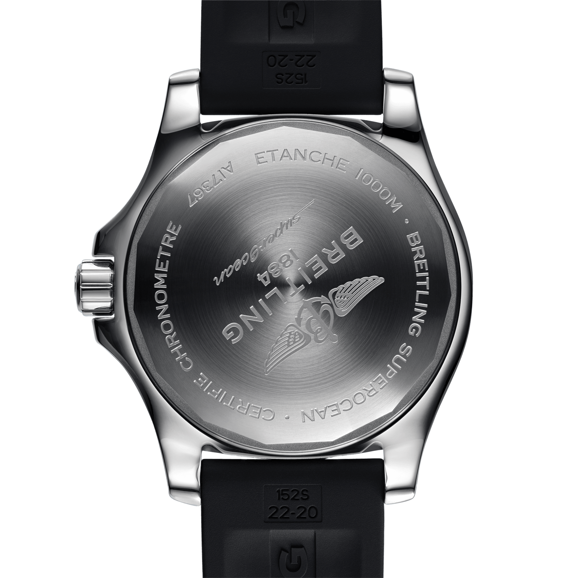 Breitling Superocean II 44mm Black Dial Black Rubber Strap Watch for Men - A17367D71B1S2