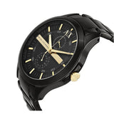 Armani Exchange Hampton Chronograph Black Dial Black Steel Strap Watch For Men - AX2121