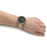 Armani Exchange Cayde Chronograph Black Dial Gold Mesh Strap Watch For Men - AX2715
