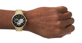 Armani Exchange Cayde Chronograph Black Dial Gold Steel Strap Watch for Men - AX2747