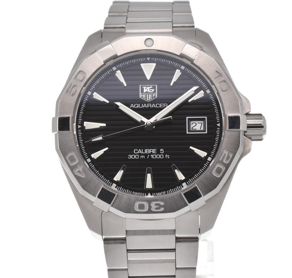 Tag Heuer Aquaracer Automatic Black Dial Silver Steel Strap Watch for Men - WAY2110.BA0928
