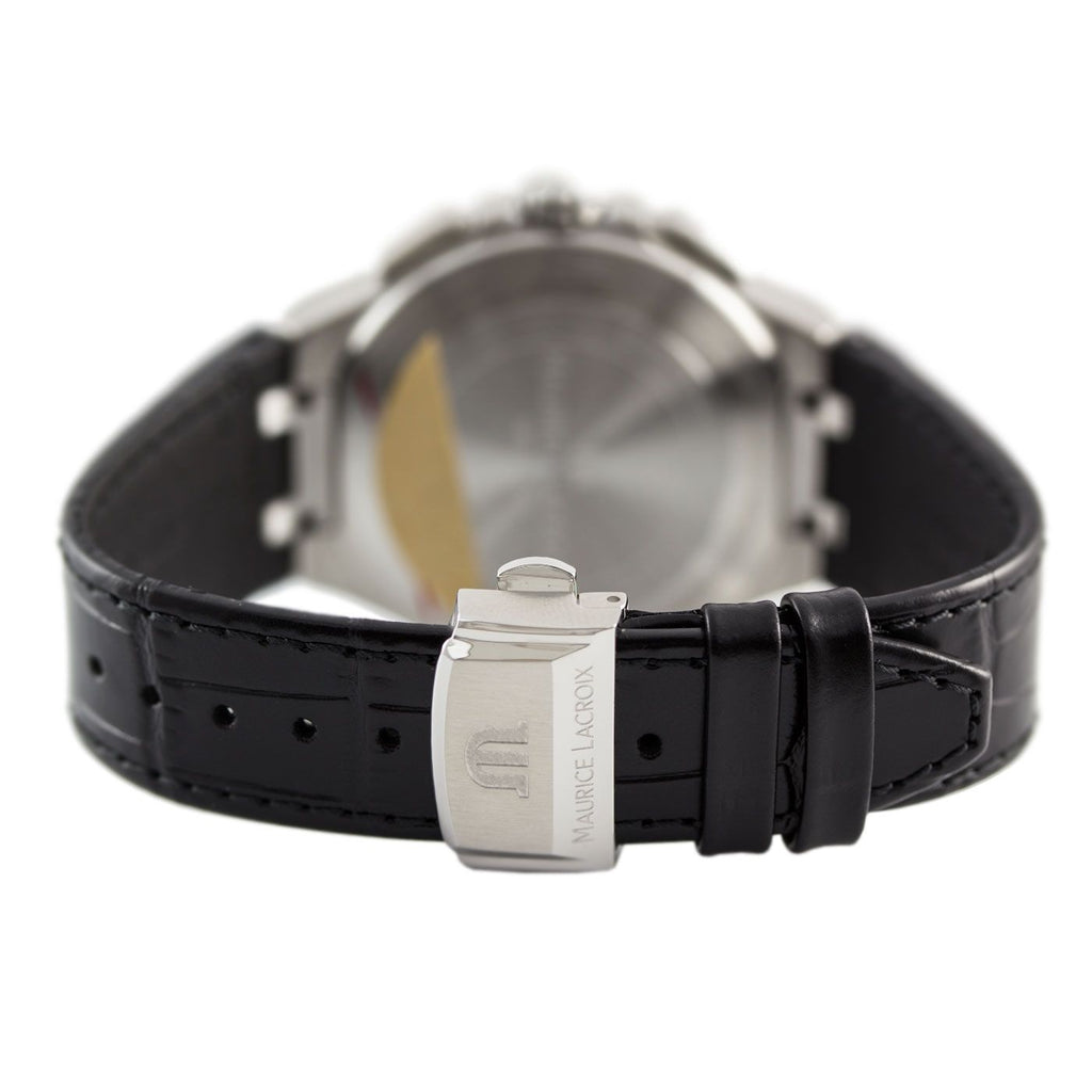 Maurice Lacroix Aikon Chronograph Black Dial Black Leather Strap Watch for Men - AI1018-SS001-330-1