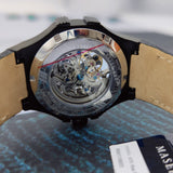 Maserati Automatic Skeleton Black Dial Black Leather Strap Watch For Men - R8821108021