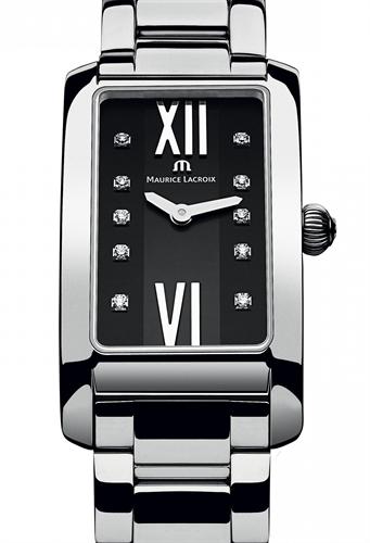 Maurice Lacroix Fiaba Black Dial Silver Steel Strap Watch for Women - FA2164-SS002-350