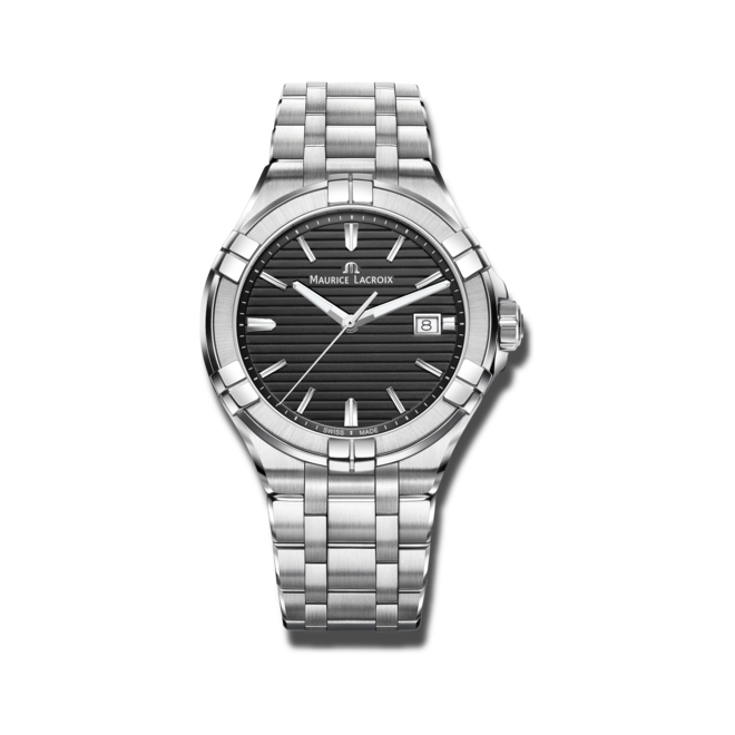 Maurice Lacroix Aikon Venturer Black Dial Silver Steel Strap Watch for Men - AI1008-SS002-331-1