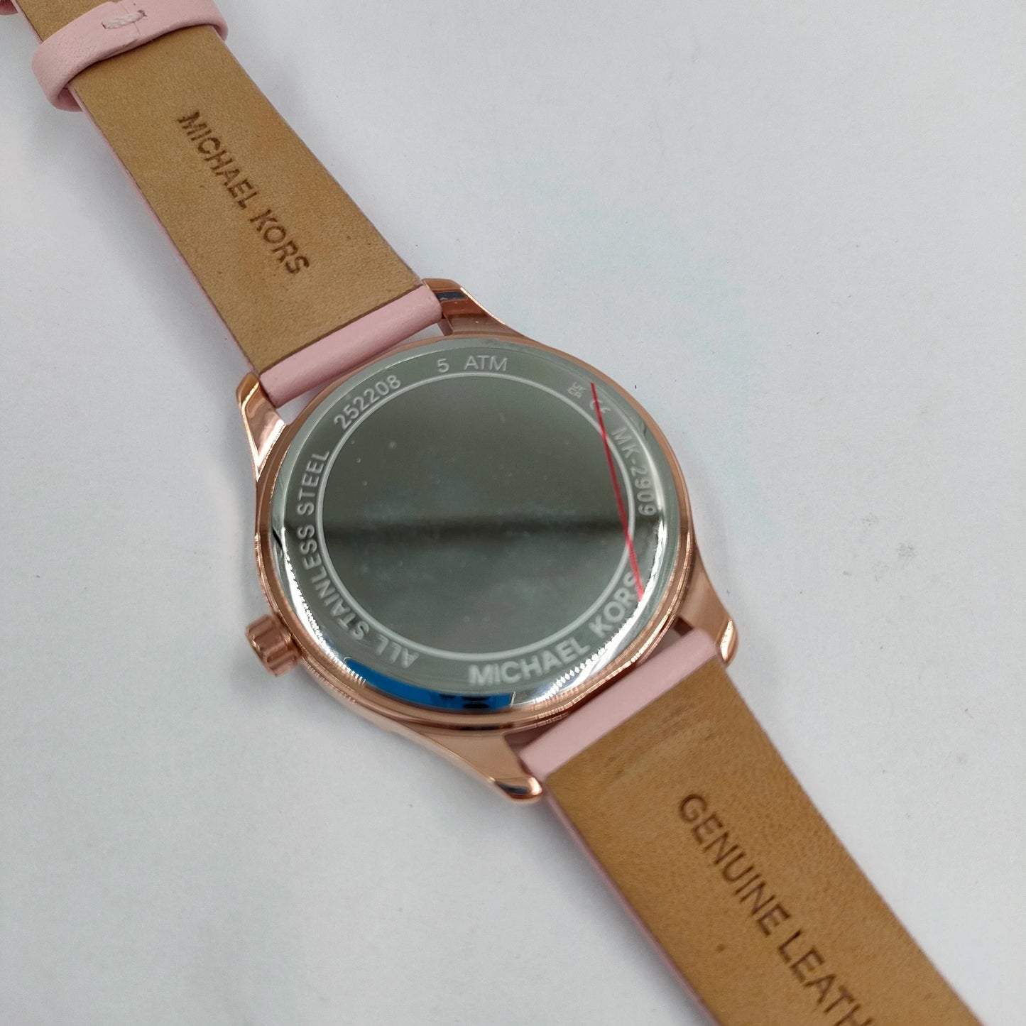 Michael Kors Layton Three-Hand White Dial Pink Leather Strap Watch for Women - MK2909