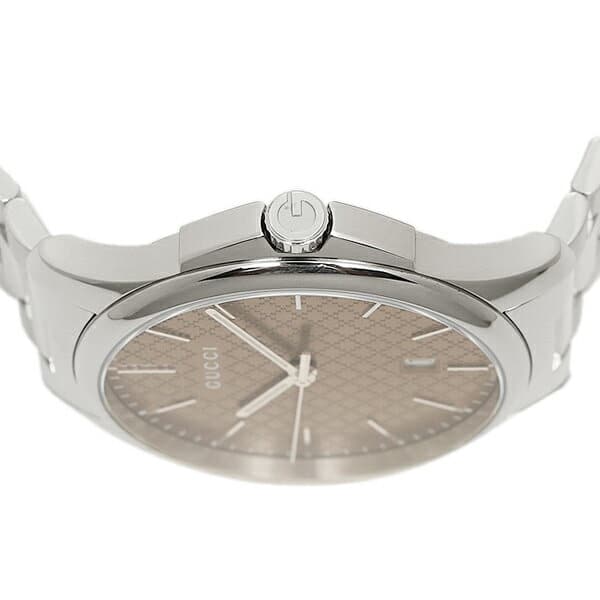 Gucci G Timeless Quartz Brown Dial Silver Steel Strap Watch for Men - YA126317