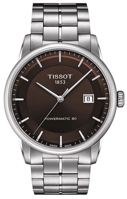 Tissot Luxury Powermatic 80 Brown Dial Silver Steel Strap Watch For Men - T086.407.11.291.00