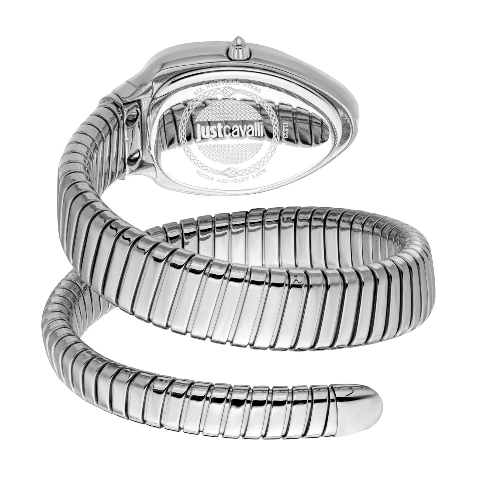 Just Cavalli Serpente Metallica Blue Dial Silver Steel Strap Watch for Women - JC1L223M0015