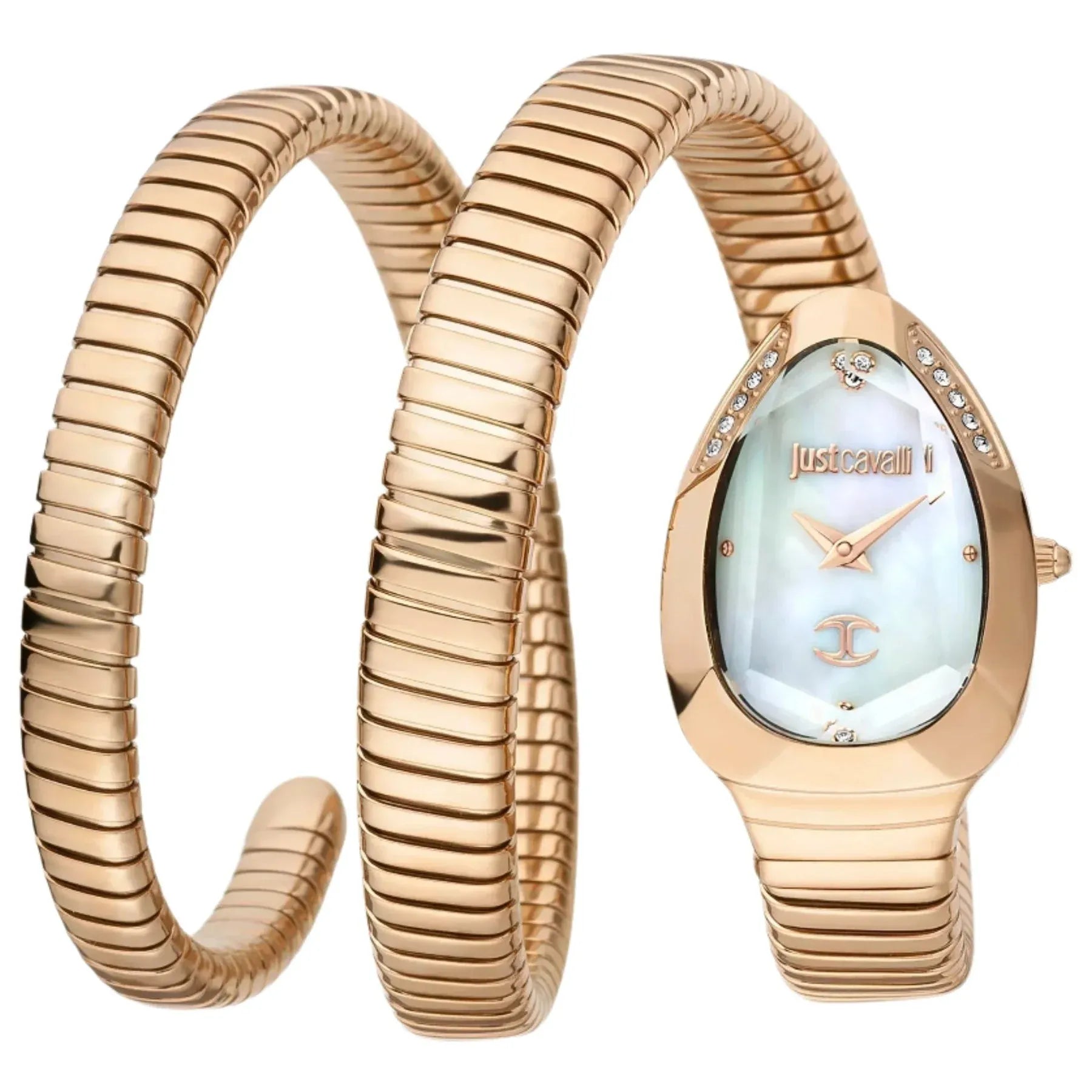 Just Cavalli Glam Evo 4 Mother of Pearl Dial Rose Gold Steel Strap Watch for Women - JC1L209M0055