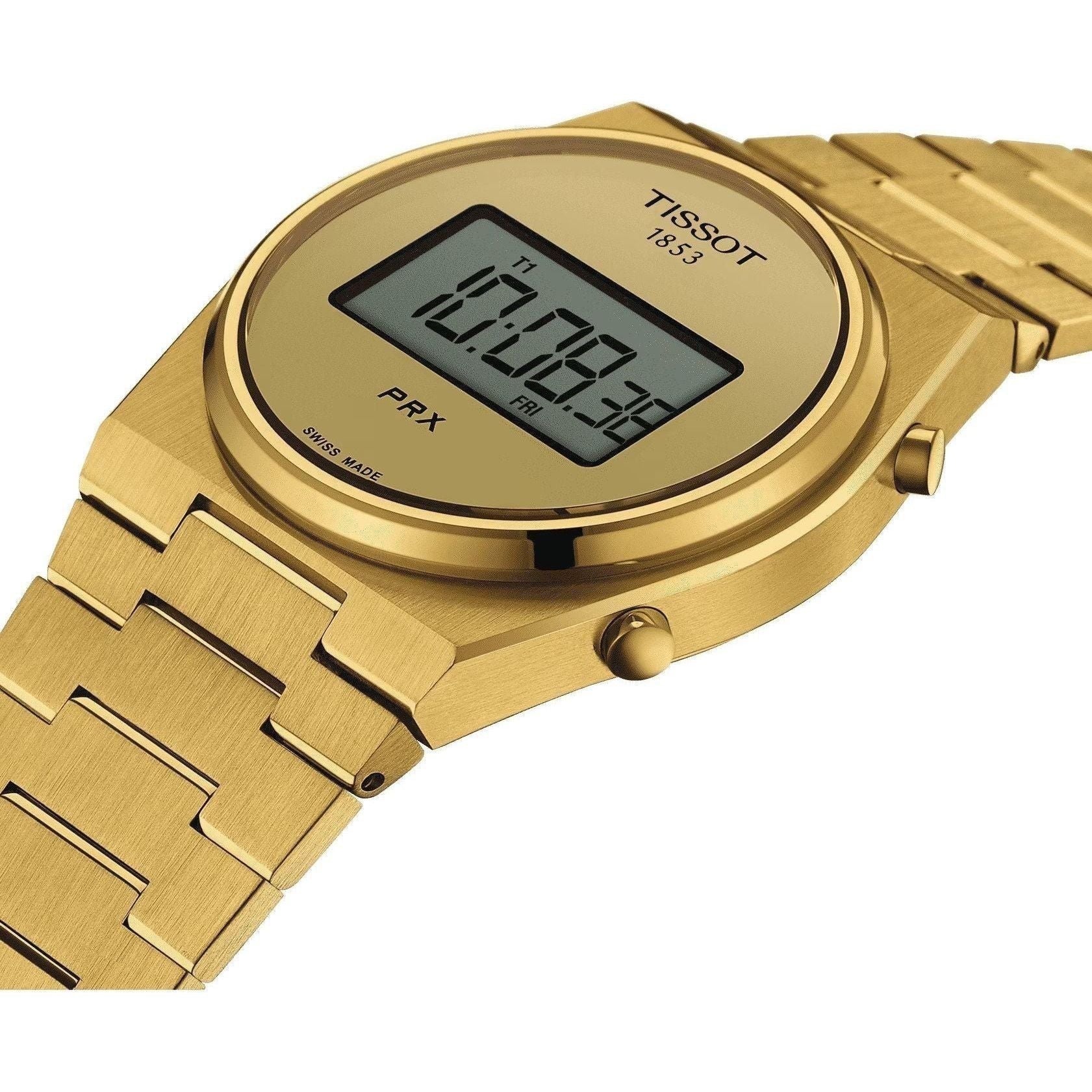 Tissot PRX Digital Quartz Gold Dial Gold Steel Strap Watch for Men - T137.463.33.020.00