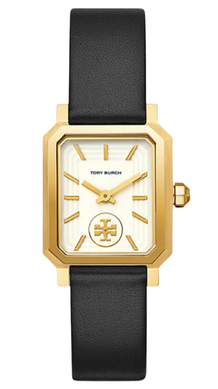 Tory Burch Robinson White Dial Black Leather Strap Watch for Women - TBW1504