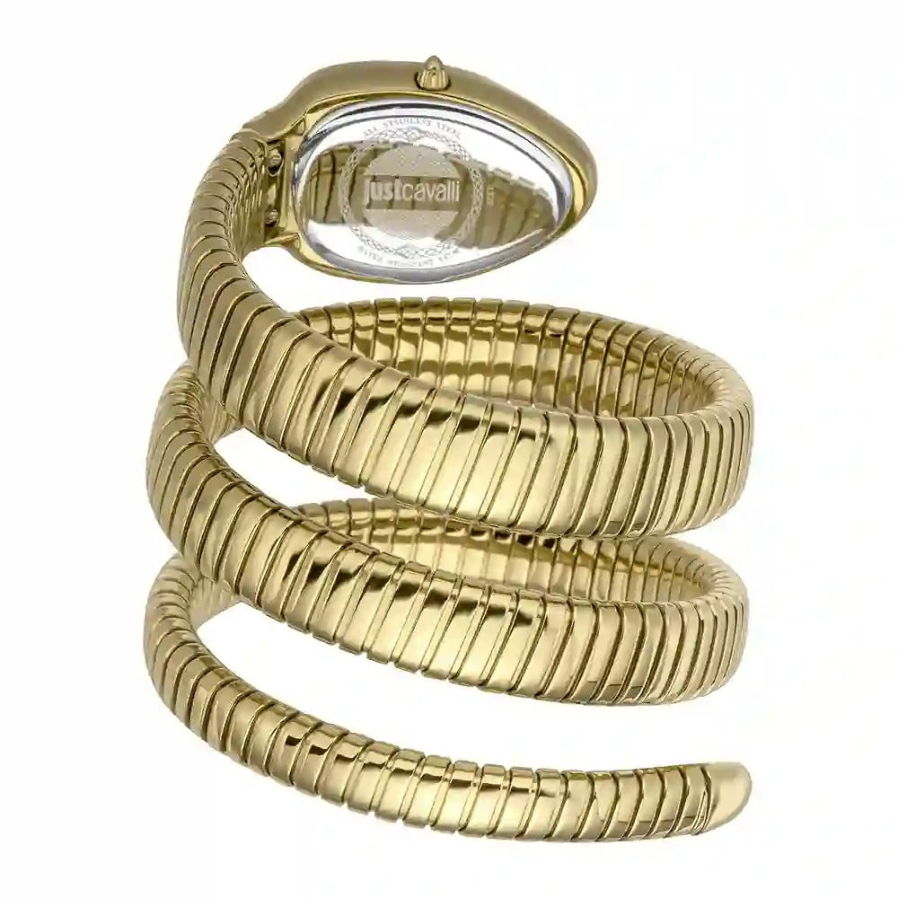 Just Cavalli Serpente Metallica White Dial Gold Steel Strap Watch for Women - JC1L224M0035