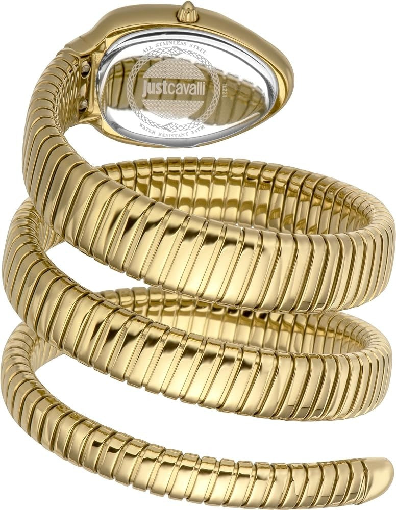 Just Cavalli Serpente Metallica Green Dial Gold Steel Strap Watch for Women - JC1L224M0045