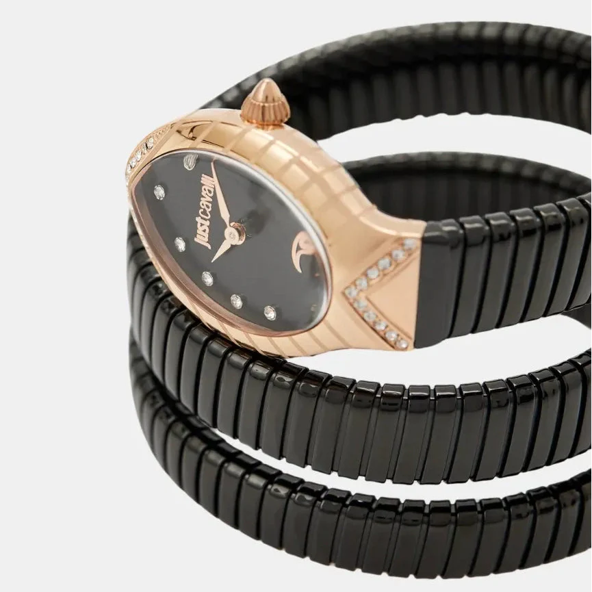 Just Cavalli Classico Lungo Black Dial Black Steel Strap Watch for Women - JC1L248M0085