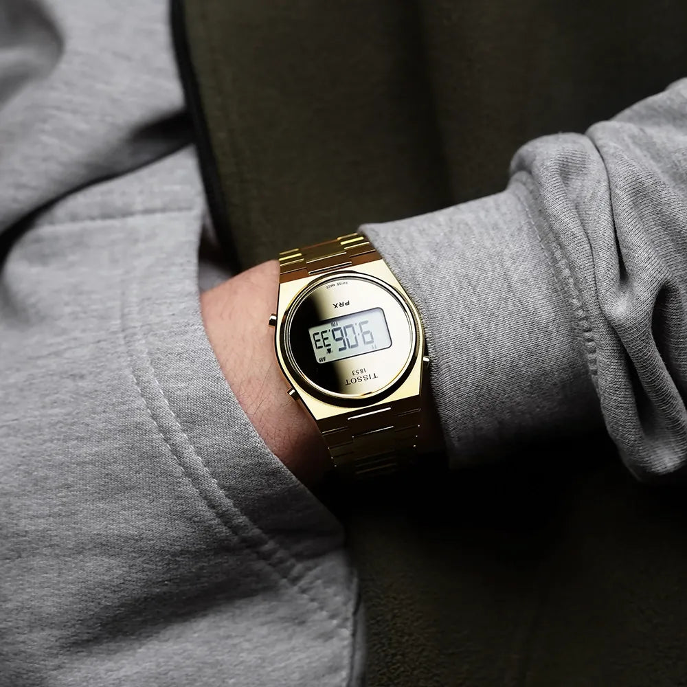 Tissot PRX Digital Quartz Gold Dial Gold Steel Strap Watch for Men - T137.463.33.020.00
