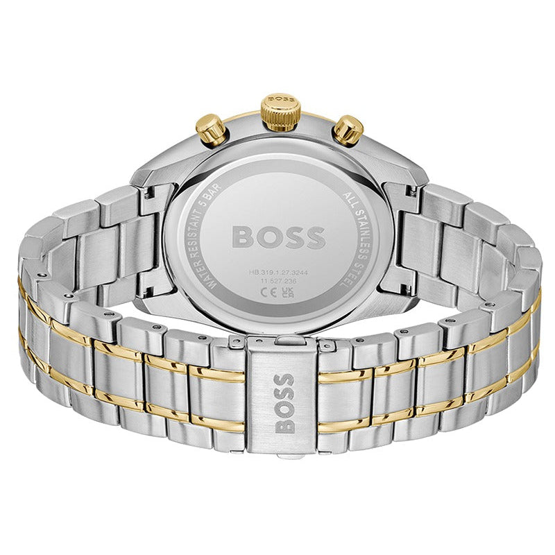 Hugo Boss Grand Prix Chronograph Green Dial Two Tone Steel Strap Watch for Men - 1514227