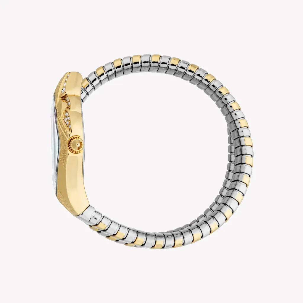 Just Cavalli Ferocious Mother of Pearl White Dial Two Tone Steel Strap Watch for Women - JC1L306M0065