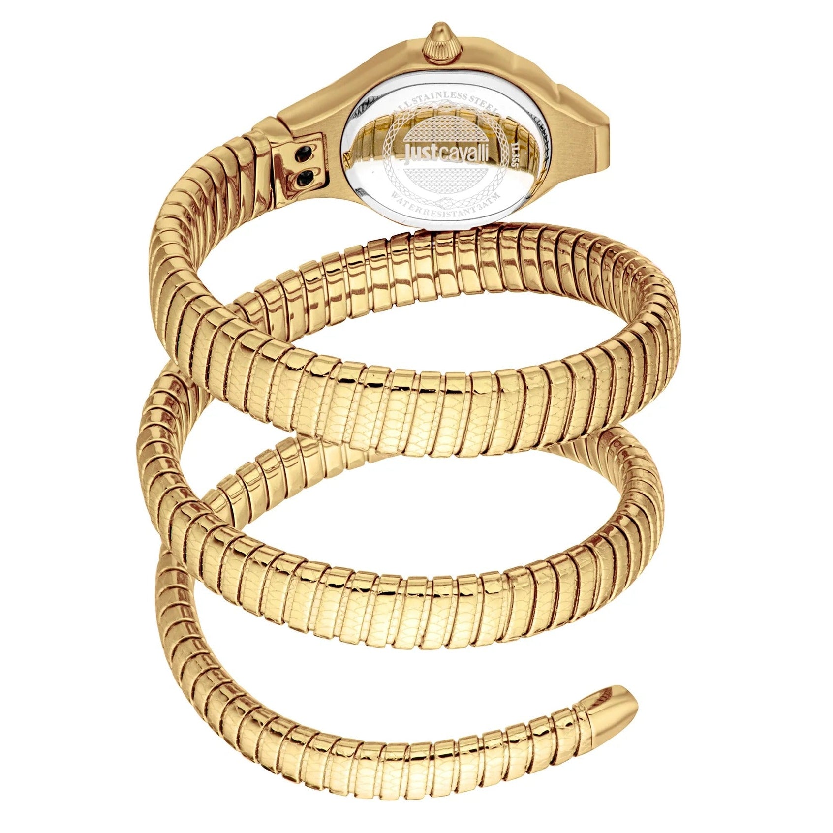 Just Cavalli Enchanting White Dial Gold Steel Strap Watch for Women - JC1L301M0025