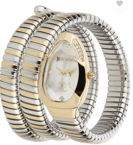 Just Cavalli Glam Evo 4 White Dial Two Tone Steel Strap Watch for Women - JC1L209M0065