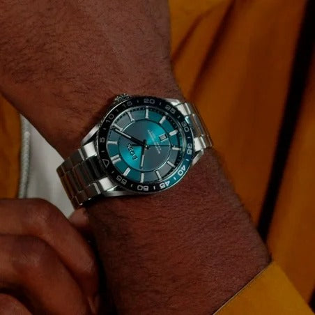 Hugo Boss Runner 3H Green Dial Silver Steel Strap Watch for Men - 1514208