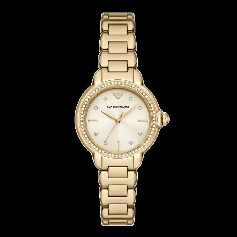 Emporio Armani Mia Crystals Gold Dial Gold Steel Strap Watch for Women - AR11609