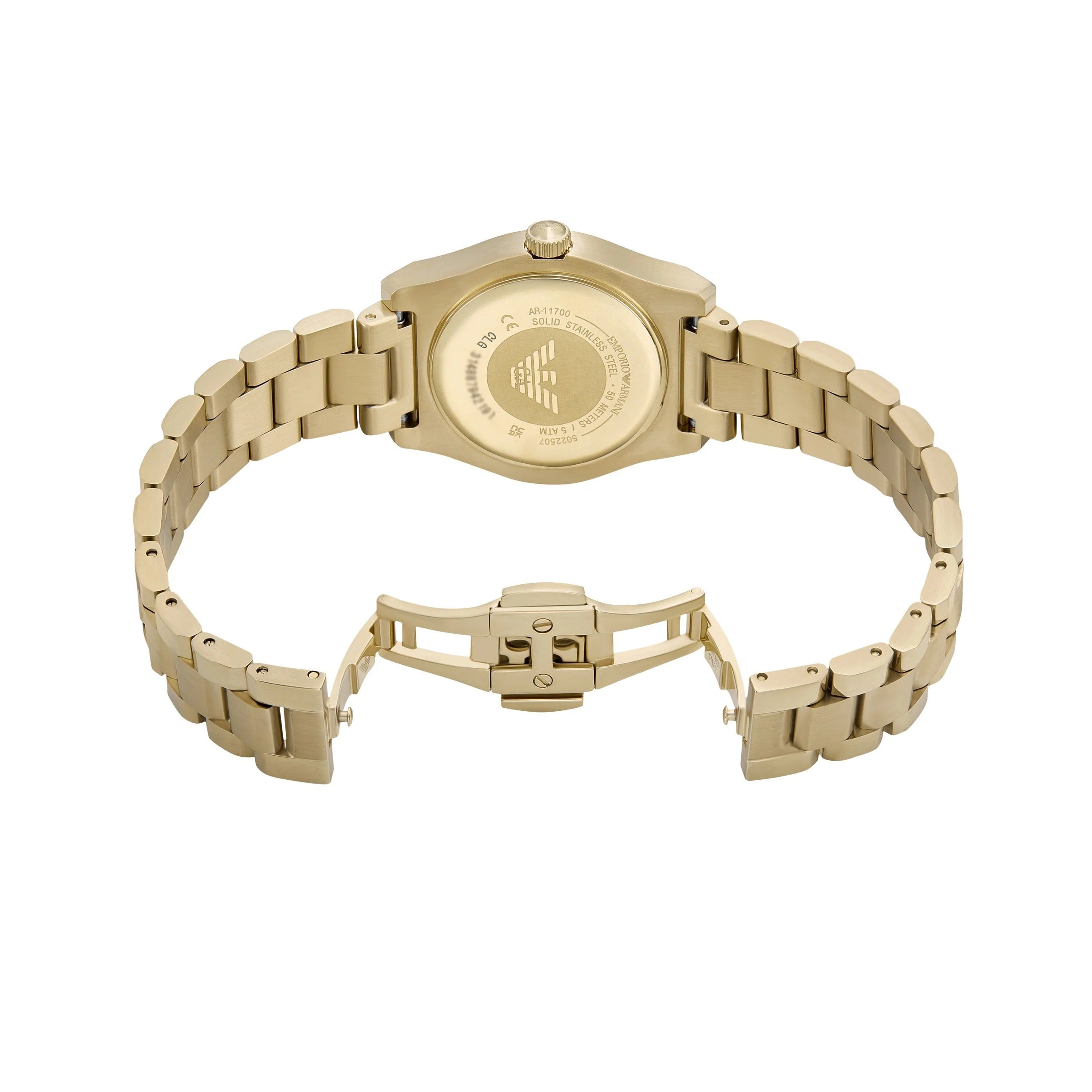 Emporio Armani Federica Brown Dial Gold Steel Strap Watch for Women - AR11700