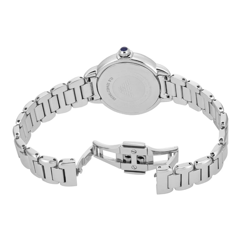 Emporio Armani Gianni T-Bar Blue Dial Silver Steel Strap Watch for Women - AR11627