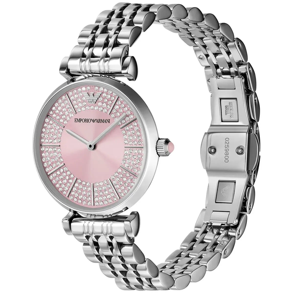 Emporio Armani Gianni T-Bar Pink Dial Silver Steel Strap Watch for Women - AR11686