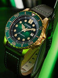 Citizen Mechanical Automatic Green Dial Brown Leather Strap Watch for Men - NJ0173-18X