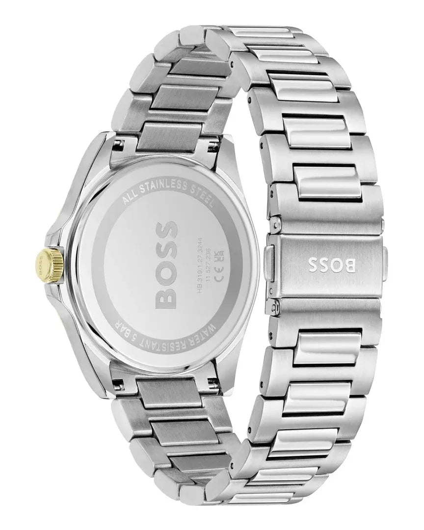 Hugo Boss Strike Green Dial Silver Steel Strap Watch for Men - 1514173