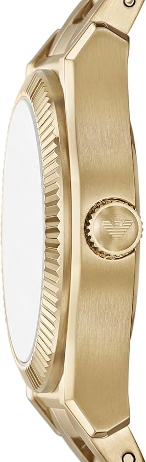 Emporio Armani Federica Brown Dial Gold Steel Strap Watch for Women - AR11700