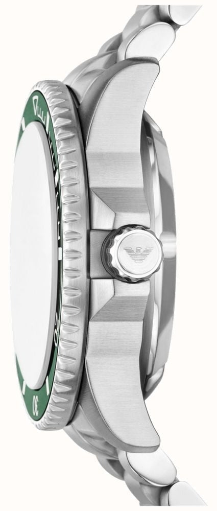 Emporio Armani Sea Explorer Green Dial Silver Steel Strap Watch for Men - AR60088