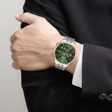 Hugo Boss Avery Chronograph Green Dial Silver Steel Strap Watch for Men - 1514159