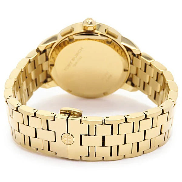 Tory Burch Classic T Black Dial Gold Steel Strap Watch for Women - TBW9010